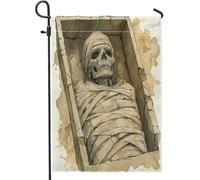Bandiere da giardino con scritta "Scary Mummy Coffin", 30,5 x 45,7 cm, double face, per esterni, stile vintage, spettrale, horror, per cortile, cortile, casa, verticale, bandiere, decorazione per