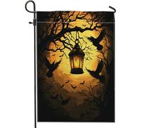 Bandiere da giardino con silhouette di corvo horror di Halloween, 30,5 x 45,7 cm, double face, per esterni, motivo gotico spaventoso albero scenico, bandiere per la casa in tela standard, bandiera