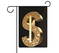 Bandiere da giardino con simbolo del dollaro dorato, 30,5 x 45,7 cm, doppia faccia, bandiera estiva da cortile, bandiere floreali da giardino, decorazioni stagionali per le vacanze
