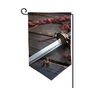Bandiere da giardino con spada samurai giapponese, bandiera verticale su entrambi i lati, 30,5 x 45,7 cm, bandiera stagionale primaverile estate decorazione per esterni