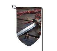 Bandiere da giardino con spada samurai giapponese, bandiera verticale su entrambi i lati, 30,5 x 45,7 cm, bandiera stagionale primaverile estate decorazione per esterni