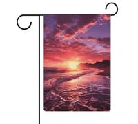 Bandiere da giardino con spiaggia e tramonto, 30,5 x 45,7 cm, doppia faccia, bandiera estiva da giardino, decorazioni stagionali per le vacanze