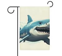 Bandiere da giardino con squalo blu, 30,5 x 45,7 cm, doppia faccia, bandiera estiva da cortile, bandiere floreali da giardino, decorazioni stagionali per le vacanze
