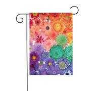 Bandiere da giardino con stampa di fiori arcobaleno per la decorazione esterna, piccola bandiera da cortile stagionale inverno vacanze natalizie decorazioni esterne