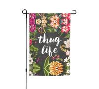 Bandiere da giardino con stampa di fiori di Thug Life su entrambi i lati, 30,5 x 45,7 cm, decorazione stagionale per la casa all'aperto e per tutte le stagioni
