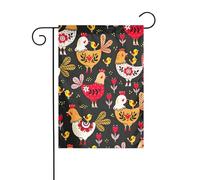 Bandiere da giardino con stampa di galline di gallo carino per la decorazione esterna, piccola bandiera da cortile stagionale inverno vacanza di Natale decorazione esterna