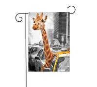 Bandiere da giardino con stampa di giraffa a New York, per decorazione esterna, piccola bandiera da cortile stagionale invernale per vacanze natalizie