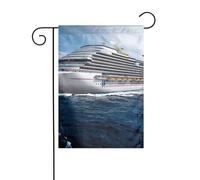 Bandiere da giardino con stampa di navi da crociera per la decorazione esterna, piccola bandiera da cortile stagionale invernale natalizio decorazione esterna