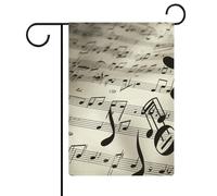 Bandiere da giardino con stampa di note musicali, 30,5 x 45,7 cm, doppia faccia, bandiera estiva, bandiera floreale di benvenuto da giardino, decorazioni stagionali per le vacanze
