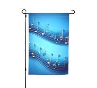 Bandiere da giardino con stampa di note musicali blu cielo 30,5 x 45,7 cm, bandiera per tutte le stagioni, decorazione per cortile esterno per patio