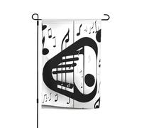 Bandiere da giardino con stampa di note musicali in bianco e nero 30,5 x 45,7 cm, per tutte le stagioni, decorazione da cortile per esterni