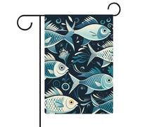 Bandiere da giardino con stampa di pesci in stile cartone animato, 30,5 x 45,7 cm, doppia faccia, bandiera estiva da cortile, bandiere floreali da giardino, decorazioni stagionali per le vacanze