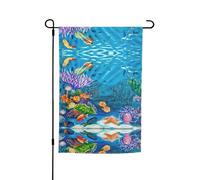 Bandiere da giardino con stampa di tartarughe marine, pesci tropicali, stelle marine, 30,5 x 45,7 cm, double face, decorazione stagionale per la casa e per tutte le stagioni