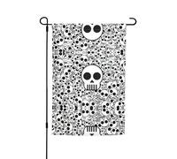 Bandiere da giardino con stampa di teschi bianchi e neri, 30,5 x 45,7 cm, double face, decorazione stagionale per la casa e per tutte le stagioni