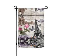 Bandiere da giardino con stampa di torre e auto, 30,5 x 45,7 cm, double face, decorazione stagionale per la casa e per tutte le stagioni