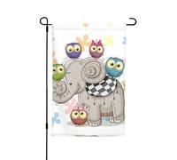 Bandiere da giardino con stampa floreale con elefanti e gufi, 30,5 x 45,7 cm, su entrambi i lati, decorazione stagionale per la casa e per tutte le stagioni