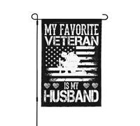 Bandiere da giardino con stampa fronte-retro "Il mio veterano preferito è mio marito", decorazione per la casa, 12,5"x18"