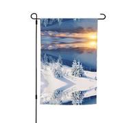 Bandiere da giardino con stampa montagne invernali e tramonto, 30,5 x 45,7 cm, double face, decorazione stagionale per la casa e per tutte le stagioni
