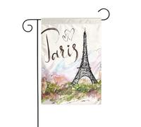 Bandiere da giardino con stampa Torre Eiffel per la decorazione esterna, piccola bandiera da cortile stagionale inverno Natale vacanza decorazione esterna