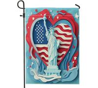 Bandiere da giardino con statua della dea 30,5 x 45,7 cm, double face per esterni, bandiere verticali standard per la casa in tela per il giorno dell'indipendenza americana, 4 luglio, bandiere per