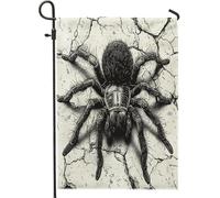 Bandiere da giardino con tarantola nera, 30,5 x 45,7 cm, per esterni, motivo ragno spaventoso, bandiere verticali standard in lino per casa, insetti alla moda per cortile, cortile, prato, decorazione