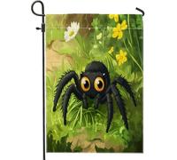 Bandiere da giardino con tarantola per bambini, 30,5 x 45,7 cm, double face, per esterni, con ragno, stile cartone animato, bandiere verticali standard per casa, belle bandiere per la casa, per