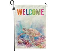 Bandiere da giardino con tartaruga marina ad acquerello, 30,5 x 45,7 cm, double face, per esterni, decorazione per esterni, bandiera per la casa, in tela, per esterni sott'acqua, piccola bandiera per