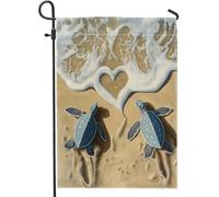 Bandiere da giardino con tartaruga marina sulla spiaggia, 30,5 x 45,7 cm, double face, decorativa per esterni, bandiera estiva in tela per la casa, piccola bandiera per giardino all'aperto