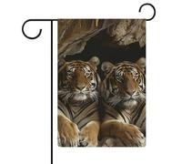 Bandiere da giardino con tigre nella caverna, 30,5 x 45,7 cm, doppia faccia, bandiera estiva da giardino, decorazioni stagionali per le vacanze