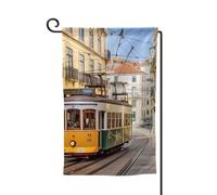 Bandiere da giardino con tram di Lisbona, verticale su entrambi i lati, 30,5 x 45,7 cm, bandiera stagionale primaverile estate per vacanze, fattoria, cortile, decorazione da appendere all'aperto
