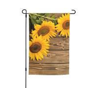 Bandiere da giardino con tre girasoli su stampa in legno, 30,5 x 45,7 cm, double face, decorazione stagionale per la casa e per tutte le stagioni