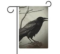 Bandiere da giardino con uccelli corvo, 30,5 x 45,7 cm, doppia faccia, bandiera estiva da cortile, bandiere floreali da giardino, decorazioni stagionali per le vacanze