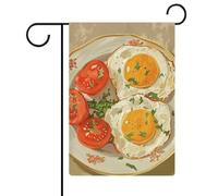 Bandiere da giardino con uova e pomodori, 30,5 x 45,7 cm, doppia faccia, bandiera estiva, bandiera floreale di benvenuto da giardino, decorazioni stagionali per le vacanze
