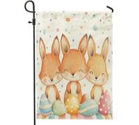Bandiere da giardino con volpe pasquale primaverile, 30,5 x 45,7 cm, double face, per esterni, graziose uova divertenti, animali standard, verticali, in tela, bandiere per la casa, strane e