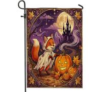Bandiere da giardino con volpi di Halloween, 30,5 x 45,7 cm, double face, per esterni, case infestate per vacanze, piccole bandiere per casa, bandiere autunnali in iuta da giardino per esterni