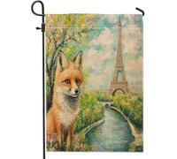 Bandiere da giardino con volpi primaverili, 30,5 x 45,7 cm, per esterni, motivo torri romantiche, bandiere standard in lino per casa, cortile, cortile, prato, decorazione per esterni