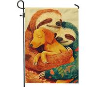 Bandiere Da Giardino Cozy And Dog Warm Earthy Tones Animal Theme Style Bandiera Decorativa Resistente Dissolvenza Bandieradacortile Premium Outdoor Bandiera Per Bar Prato Celebrazioni 30X45Cm