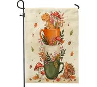 Bandiere da giardino del Tirannosauro Rex del Ringraziamento 30,5 x 45,7 cm su entrambi i lati per esterni, graziose bandiere per la casa in tela di tacchino, bandiere per la casa in tela con