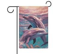 Bandiere da giardino delfini arte 30,5 x 45,7 cm bandiera esterna doppia bandiera estiva da cortile floreale bandiere da giardino di benvenuto stagionali decorazioni per le vacanze