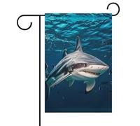 Bandiere da giardino di benvenuto per esterni con squalo martello che scansiona l'oceano, 30 x 45 cm, bifacciali, per primavera ed estate, Natale, festività all'aperto per tutte le stagioni.