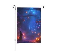 Bandiere da giardino di Halloween per esterni, 30,5 x 45,7 cm, strega colorata della foresta di Halloween, una morbida bandiera per camera da letto all'interno, bandiere da cortile su entrambi i lati