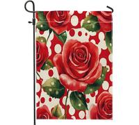 Bandiere da giardino di rose di San Valentino, 30,5 x 45,7 cm, double face, per decorazione esterna, vintage Funky Groovy romantico fiore frontyard bandiera in tela, bandiera per vacanze all'aperto