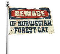 Bandiere da giardino divertenti attenzione alla bandiera della foresta norvegese gatto decorazioni autunnali all'aperto uomo grotta regole (dimensioni: 30 x 45 cm)