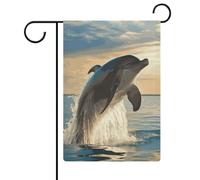 Bandiere da giardino divertenti con delfini, 30,5 x 45,7 cm, doppia faccia, bandiera estiva, bandiera floreale di benvenuto da giardino, decorazioni stagionali per le vacanze
