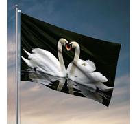 Bandiere da giardino divertenti con due cigni che formano un cuore. Bandiere per la tua stanza da uomo bar (152 x 244 cm)