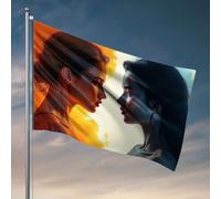 Bandiere da giardino divertenti con due donne di fronte all'altra, una in toni caldi, l'altra in toni freddi. Bandiere per la tua stanza da uomo bar (120 x 180 cm)