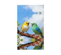 Bandiere da giardino divertenti con due uccellini - adorabile bandiera con design animale per interni ed esterni, 150 x 90 cm