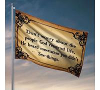 Bandiere da giardino divertenti con scritta "Don't Worry About The People God Removed", bandiera decorativa per portico, bandiera da giardino, primavera ed estate (120 x 180 cm)