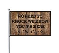 Bandiere da giardino divertenti con scritta "No Need To Knock We Know You'Re Here" bandiere per ragazzi e birra, decorazioni per uomo (30 x 45 cm)