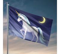 Bandiere da giardino divertenti con unicorno magico sotto la luna cielo bandiera camper decorazioni per interni balcone (120 x 180 cm)